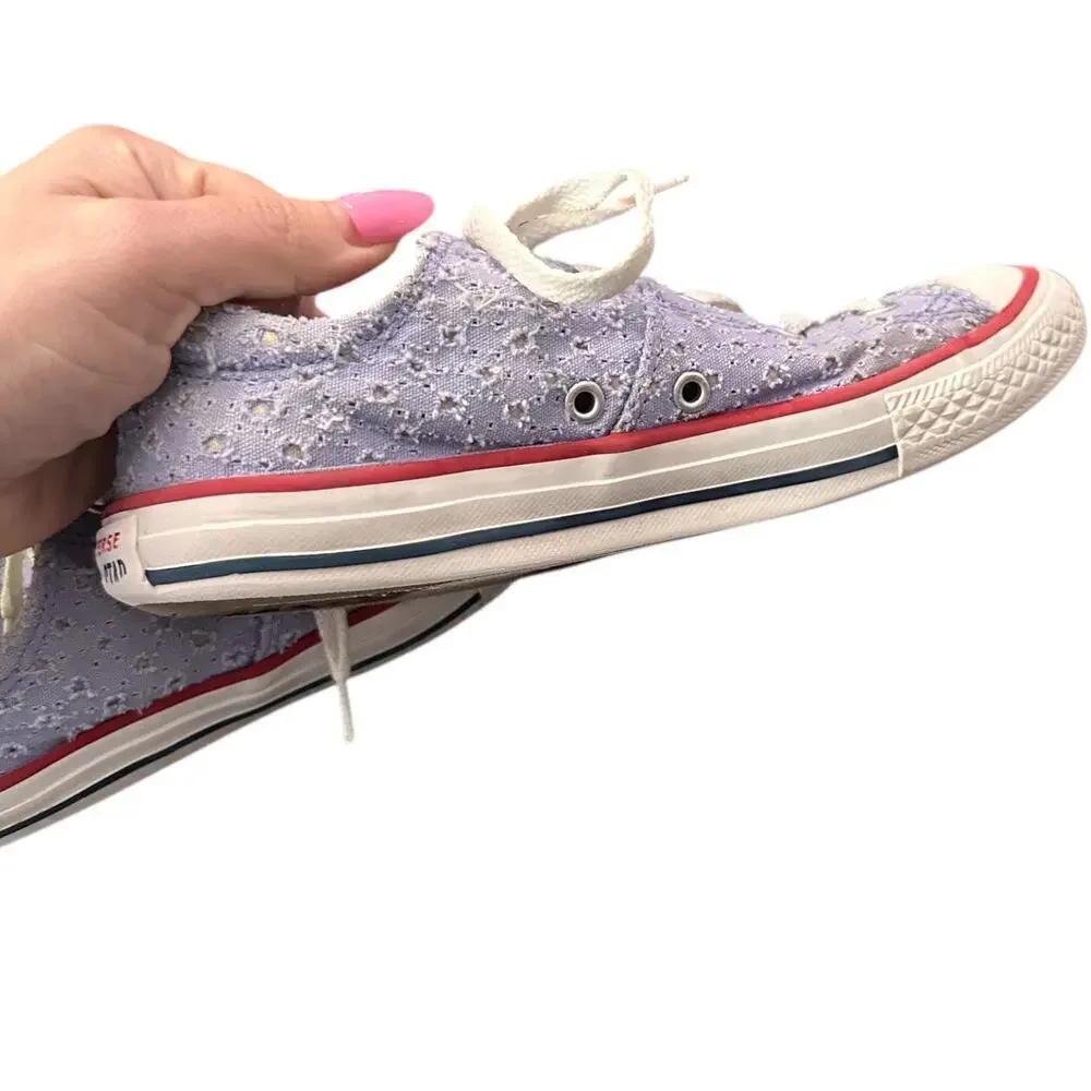 Converse Lavender Eyelet Lace Low Tops Youth 4 / Women’s 5.5